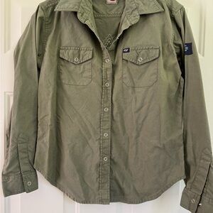 Cruel Girl Olive Green Girls Button Down Shirt